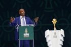 Patrice Motsepe, président de la Confédération africaine de football (CAF), à Abidjan, le 12 octobre 2023. © Luc Gnago / Reuters