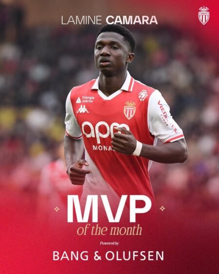 France : Lamine Camara sacré joueur du mois d’avril à l’AS Monaco